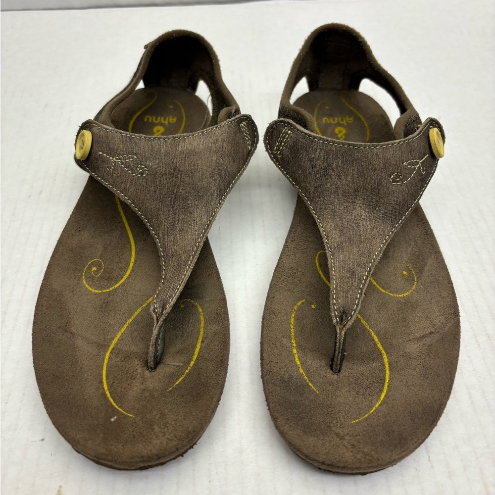 Ahnu Brown Suede Thong Sandals